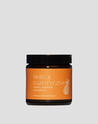 Candela esotica fatta a mano con cera di colza al profumo di mango, ananas e arancia Mglife - 1