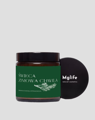 Candela vegana alla cera di colza Momento invernale al profumo di pino, cedro e ambra 120 ml MgLife - 4