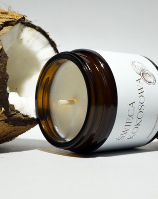 Candela vegana con cera di colza con stoppino in cotone al profumo di cocco 120 ml MgLife
