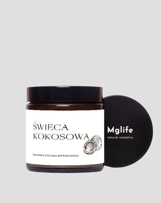 Candela vegana con cera di colza con stoppino in cotone al profumo di cocco 120 ml MgLife