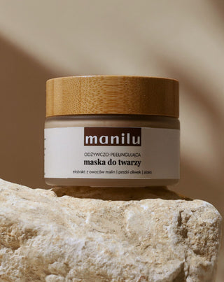 Maschera viso nutriente e peeling con semi di oliva e olio di macadamia Manilu - 2