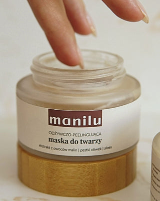 Maschera viso nutriente e peeling con semi di oliva e olio di macadamia Manilu - 3