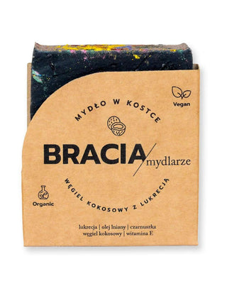 Saponetta detergente e antibatterica al carbone di cocco con liquirizia Bracia Mydlarze - 1
