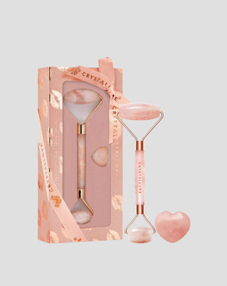Massaggiatore per il viso in quarzo rosa pietra dell'amore Selflove set Crystallove - 1