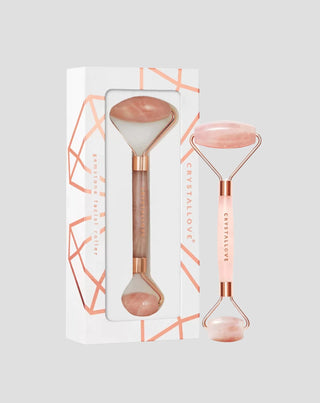 Massaggiatore per il viso in quarzo rosa Rose quartz roller - pietra dell'amore Crystallove - 1