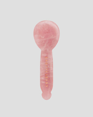 Massaggiatore gua sha per il contorno occhi in quarzo rosa – riflessologia facciale Crystallove - 1