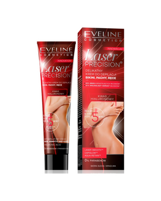 Crema depilatoria delicata per bikini, ascelle, mani con acido ialuronico Laser precision Eveline