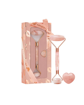 Massaggiatore per il viso in quarzo rosa pietra dell’amore Selflove set Crystallove - 1