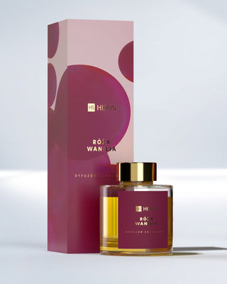 Diffusore di aromi in bottiglia di vetro con bastoncini in rattan naturale al profumo di rosa e vaniglia HiSkin - 1