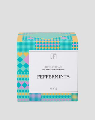 Candela di soia al profumo di caramelle alla menta piperita in un contenitore di ceramica Mys - 1