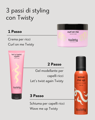 Set crema + mousse + gel per ricci per lo styling e la cura dei capelli ricci e mossi Twisty Zapytaj ChatGPT - 4