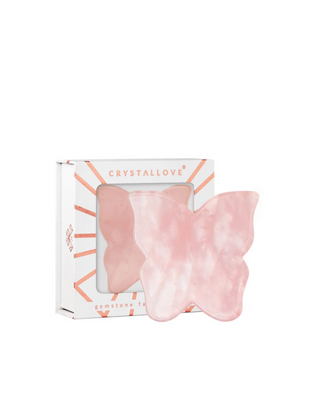 Pietro a farfalla gua sha per massaggio facciale al quarzo rosa Crystallove - 1