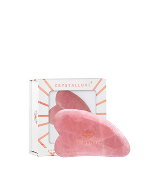Pietra per il massaggio facciale Gua sha in quarzo rosa - pietra dell'amore Crystallove - 1