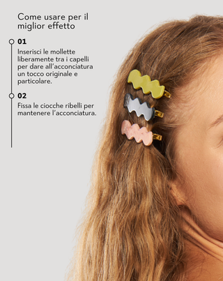 Set fermagli ondulati per cappelli - marmo, perla, nero Twisty 3 pezzi - 2