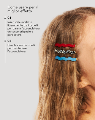 Set di forcine ondulate per capelli marmo, azzurro, rosso Twisty 3 pz. - 2