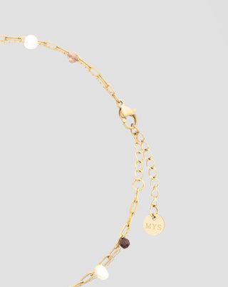 Bracciale in acciaio inossidabile placcato oro con agata, maifan, diaspro e avventurina Mys_2 - 3