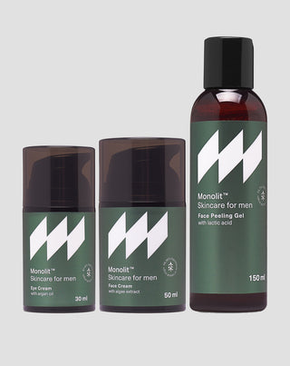 Set Monolit crema contorno occhi, crema viso e gel detergente per il viso da uomo - 1