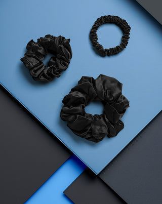 Set di elastici neri per capelli in seta naturale 100% Twisty 3 pezzi - 5