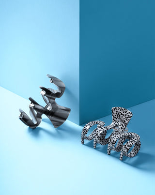 Set grandi mollettoni per capelli color marmo e nero twisty 2 pezzi - 6