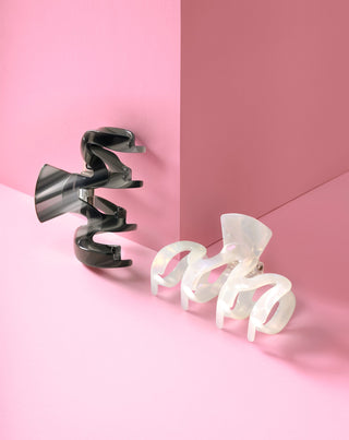 Set di mollettoni grandi per capelli - perla e nero Twisty 2 pz. - 6