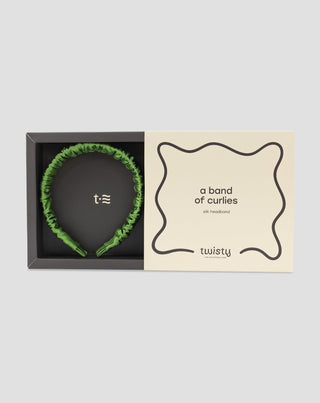 Cerchietto per capelli in seta 100% naturale color verde Twisty - 5
