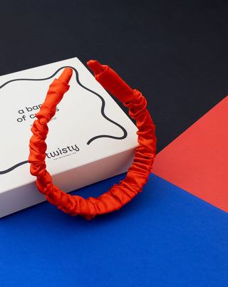 Cerchietto per capelli in seta 100% naturale color rosso Twisty - 2