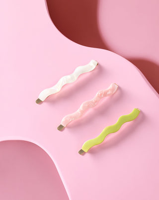 Set di forcine ondulate per capelli perla, verde, rosa Twisty 3 pz. - 4