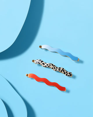 Set di forcine ondulate per capelli marmo, azzurro, rosso Twisty 3 pz. - 4