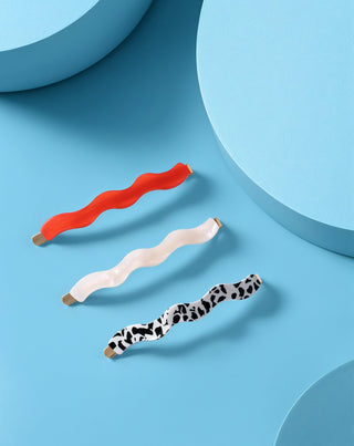 Set di forcine ondulate per capelli rosso, marmo, perla Twisty 3 pz. - 4