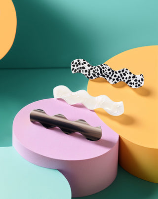 Set fermagli ondulati per cappelli - marmo, perla, nero Twisty 3 pezzi - 4