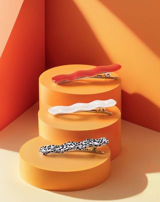 Set fermagli ondulati per cappelli - rosso, marmo, perla Twisty 3 pezzi - 4