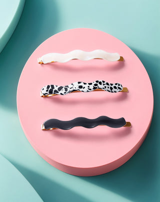 Set di forcine ondulate per capelli marmo, perla, nero Twisty 3 pz. - 5