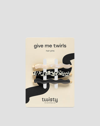 Set di forcine ondulate per capelli marmo, perla, nero Twisty 3 pz. - 1