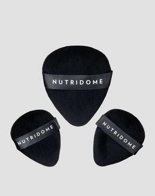 Piumini da cipria riutilizzabili per applicazione precisa del trucco, set da 3 pezzi Nutridome - 1