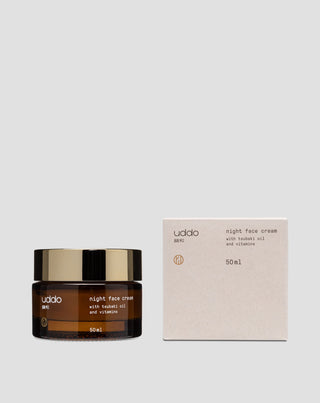Crema viso idratante notte con burro di cacao, olio di Tsubaki e Aloe Vera Uddo - 3