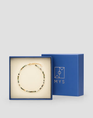 Cavigliera Mys in acciaio inossidabile placcato oro con turchese africano e amazzonite - 5