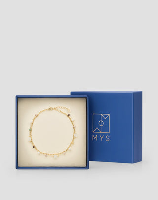 Cavigliera in acciaio inossidabile placcato oro con agata, maifan, diaspro e avventurina Mys - 4