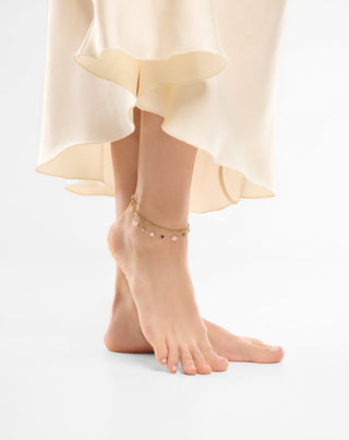 Cavigliera in acciaio inossidabile placcato oro con agata, maifan, diaspro e avventurina Mys_1 - 2