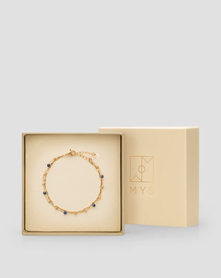 Bracciale in acciaio inossidabile placcato oro con lapislazzuli Mys - 4