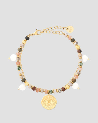 Bracciale con pietre naturali: agata, maifan, diaspro, giada e avventurina Mys - 1