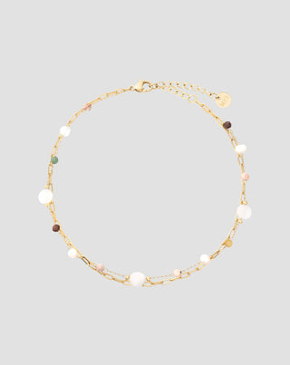 Bracciale in acciaio inossidabile placcato oro con agata, maifan, diaspro e avventurina Mys_3 - 1