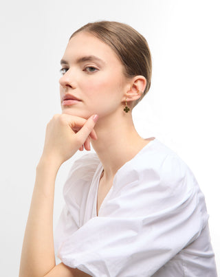 Orecchini placcati in oro a cerchio con quadrifogli, ear cuff, set di orecchini Mys_4 - 4