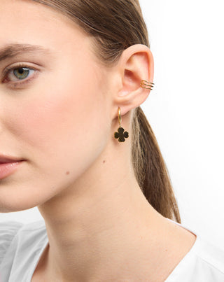 Orecchini placcati in oro a cerchio con quadrifogli, ear cuff, set di orecchini Mys_2 - 2