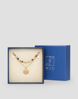 Collana placcata in oro con pietre naturali agata maifan diaspro giada e avventurina Mys_5 - 5