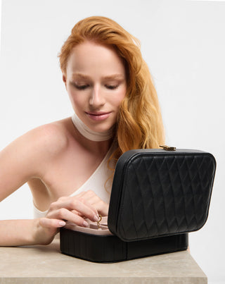 Portagioie grande con scomparti, rotelle e specchio, nero Mys_2 - 3