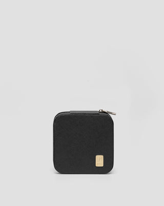 Piccolo portagioie con scomparti, rotelle e ganci, nero Mys - 1