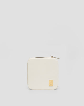 Piccolo portagioie con scomparti, rotelle e ganci, crema Mys - 1