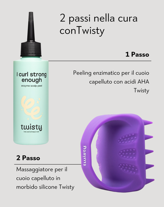 Set massaggiatore in silicone + peeling enzimatico per la pulizia e la stimolazione della microcircolazione del cuoio capelluto Twisty - 4