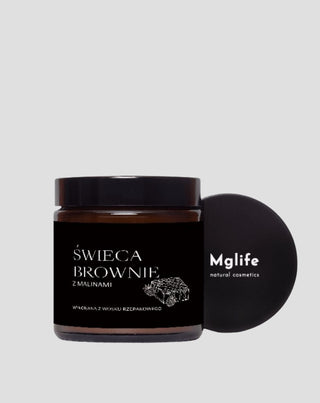 Candela vegana in cera di colza al profumo di brownie con lamponi 120 ml MgLife