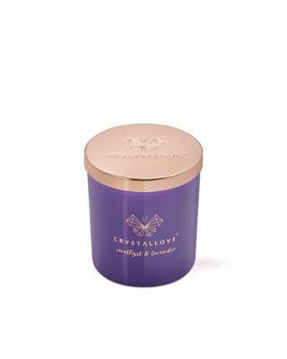 Candela di soia con ametista e lavanda in contenitore di vetro Crystallove - 2